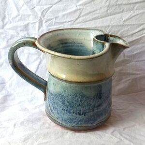 Handcrafted Ceramic Pitcher - Blue and Cream